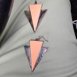 Geometric Gold and Peach Earrings
